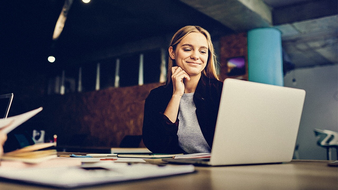 Female working on her laptop