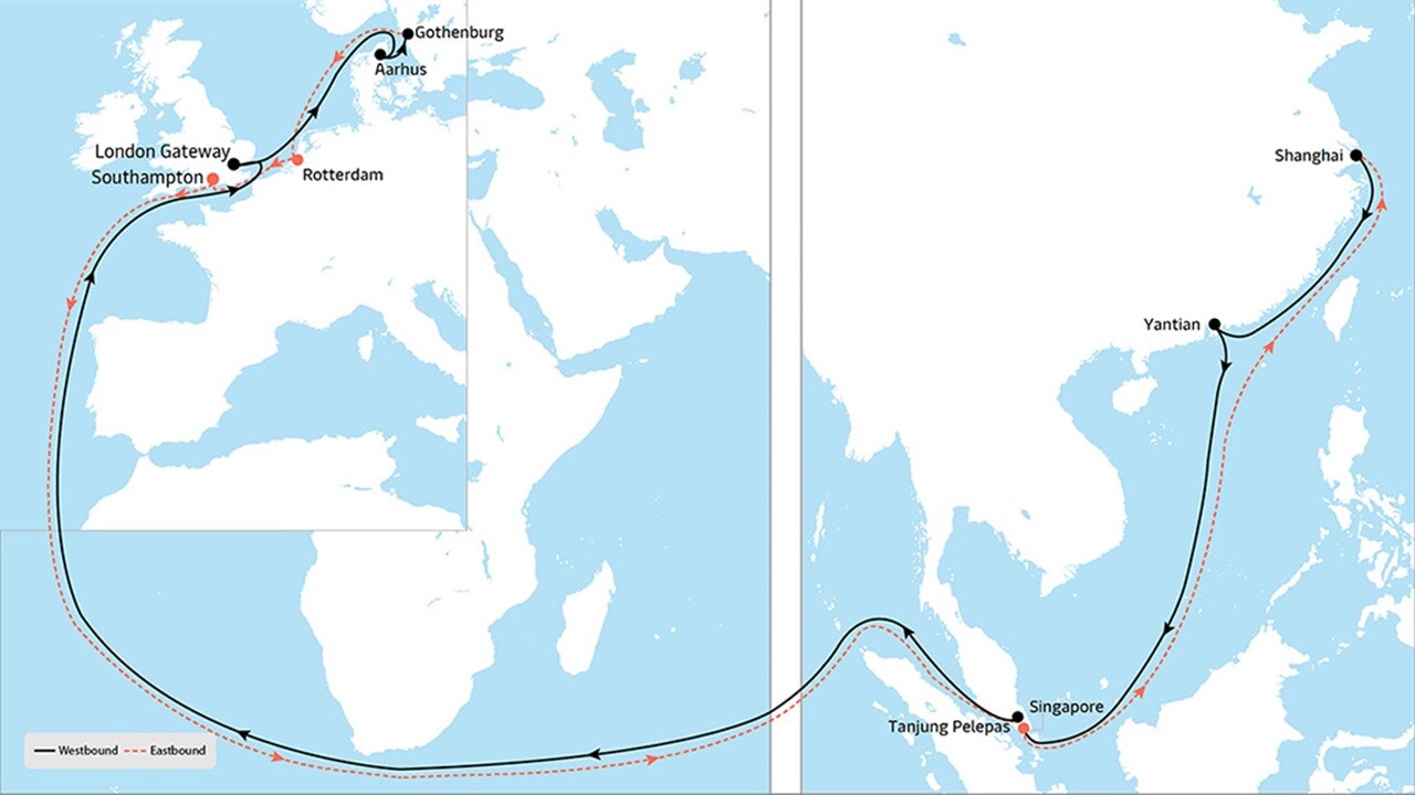 AE 3 - Asia to Europe service map