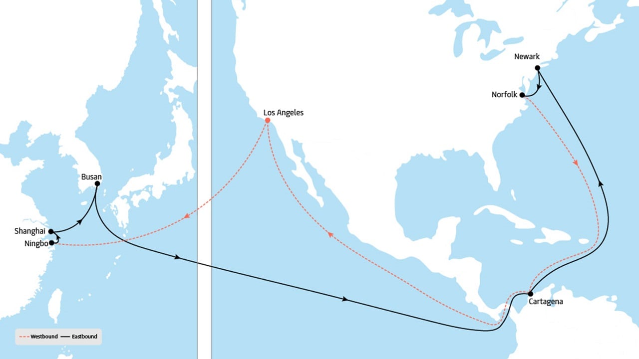 TP12 - Asia to North America service map