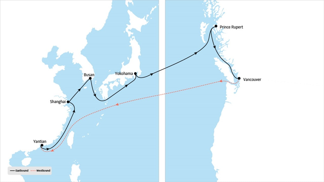 TP1 - Asia to North America service map