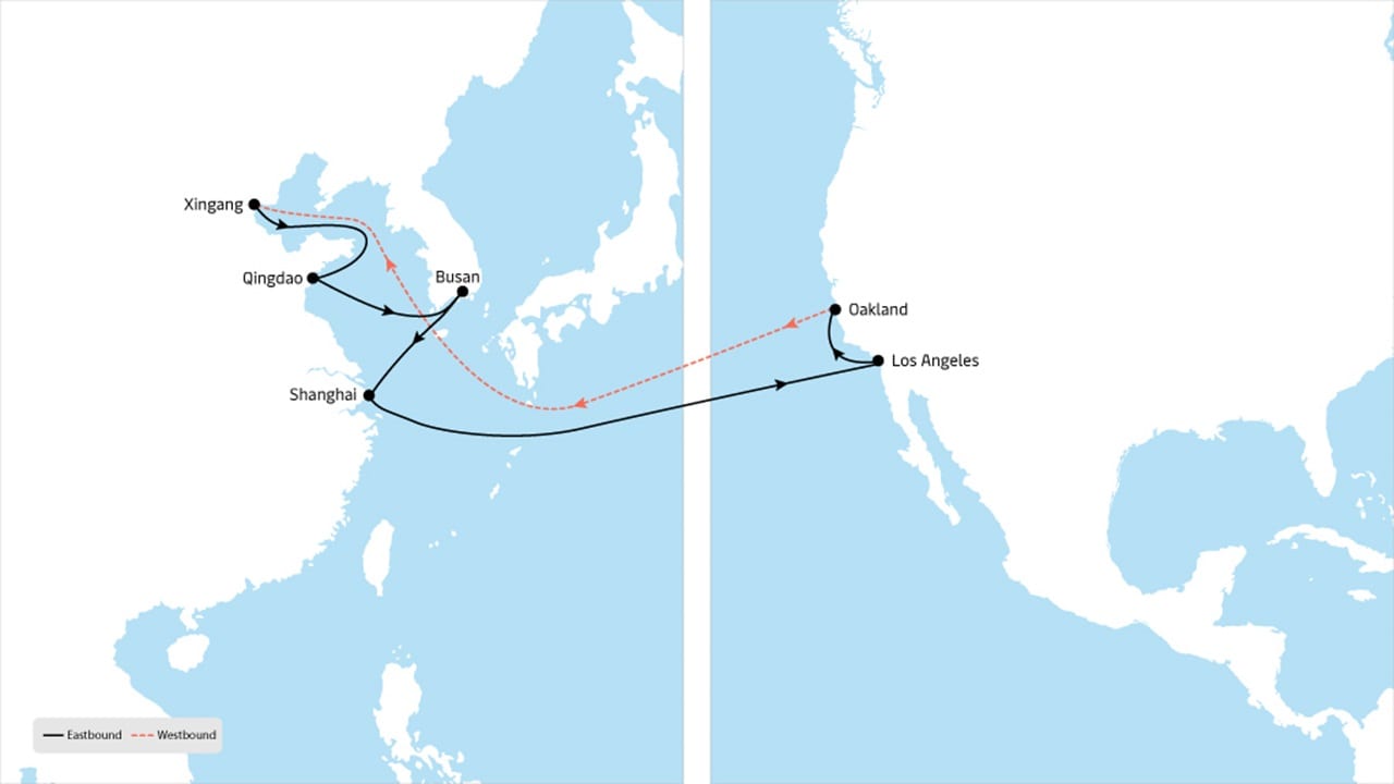 TP8 - Asia to North America service map