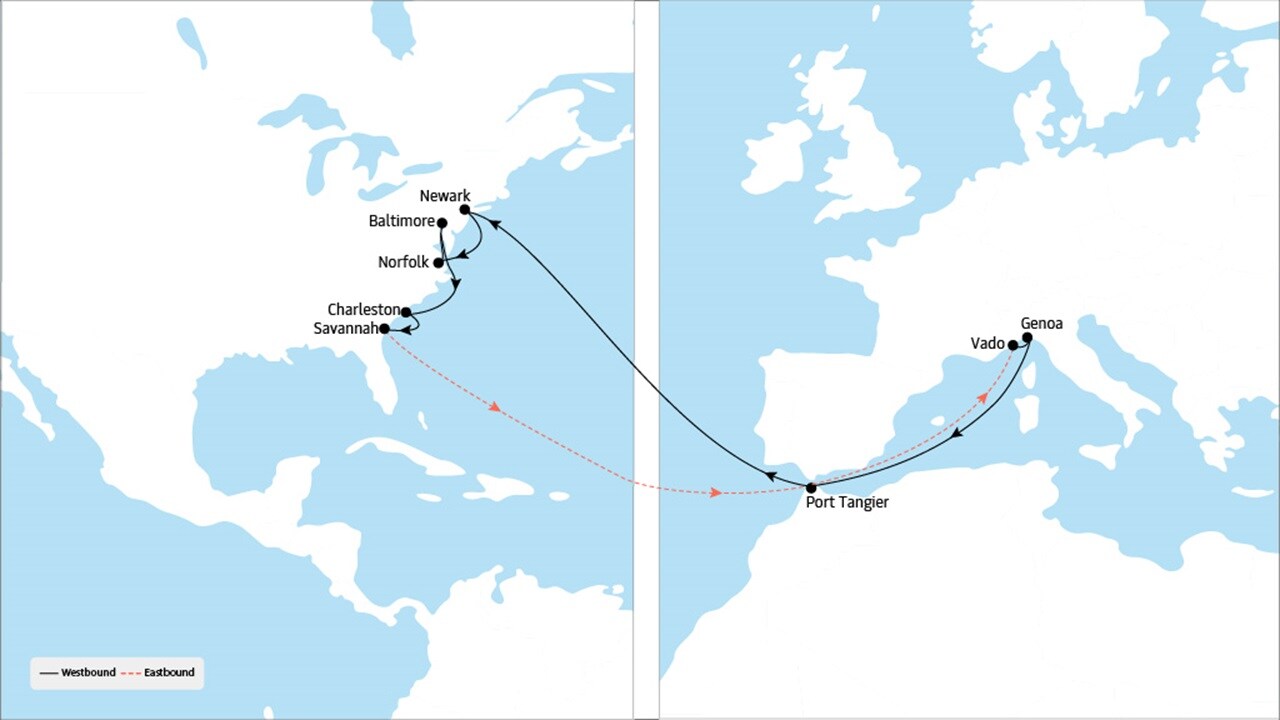 Medusa - Europe to North America service map