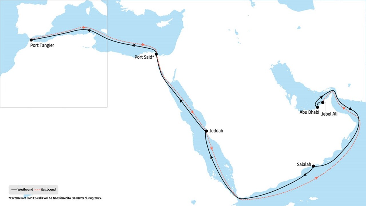 ME 12 - Middle East to Europe service route