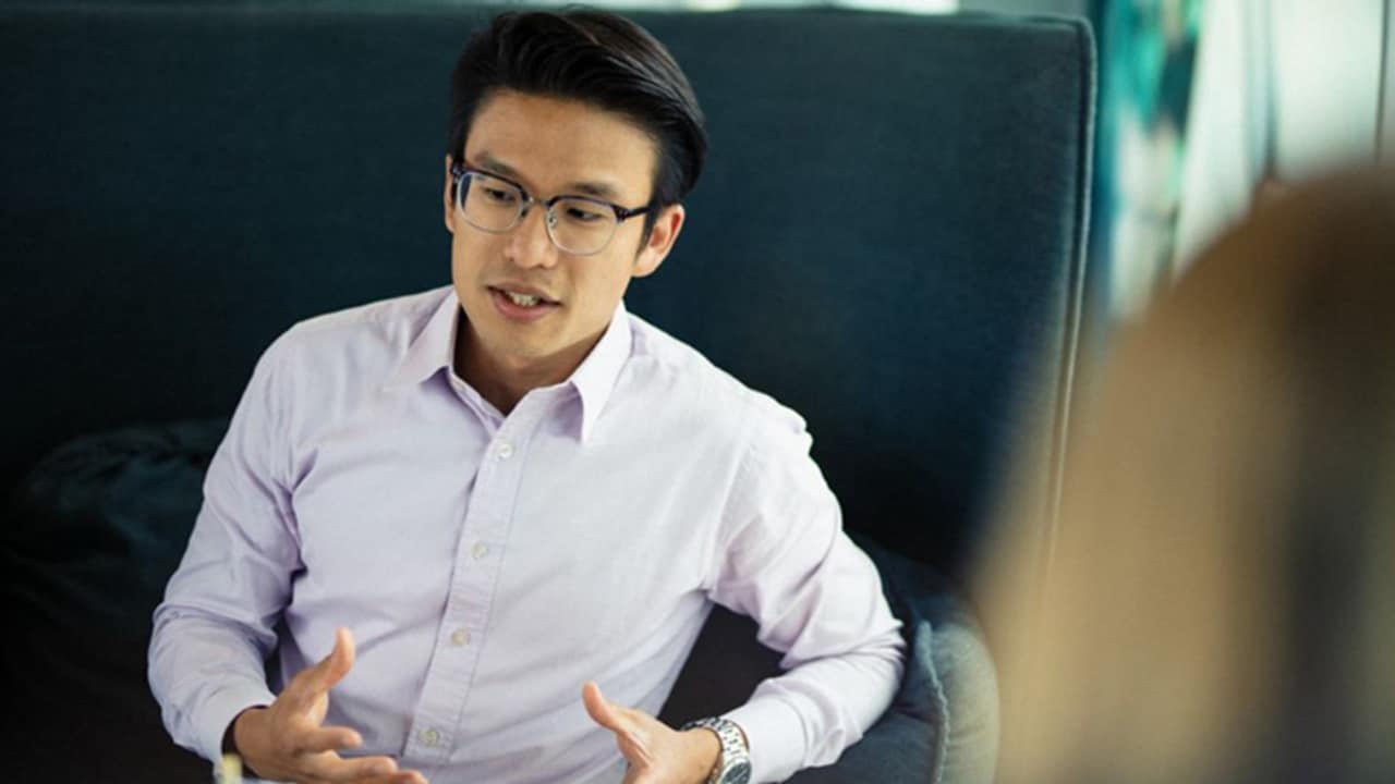 Employee giving speech