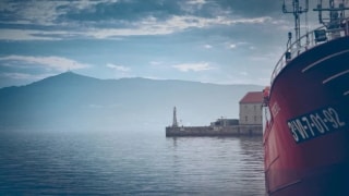 Close up shot of ship near ocean