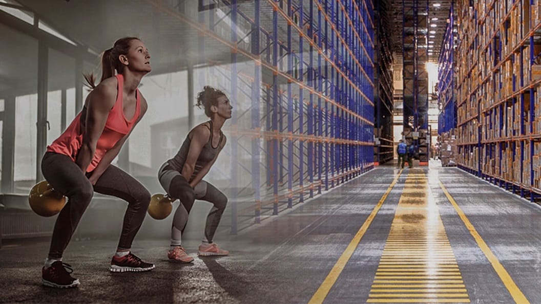 Woman working out with ball