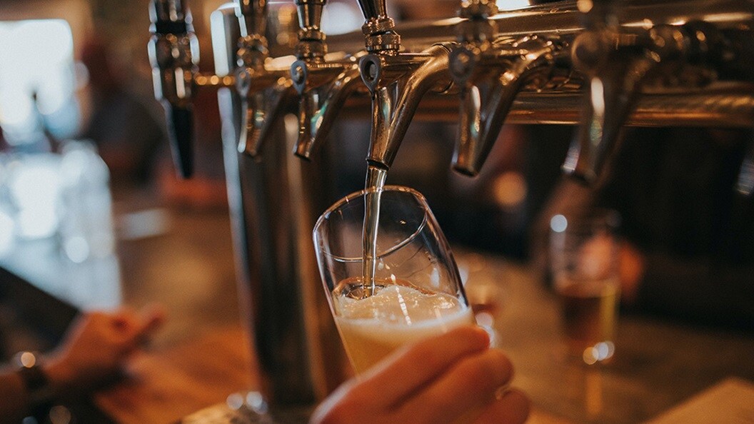Draft beer at counter