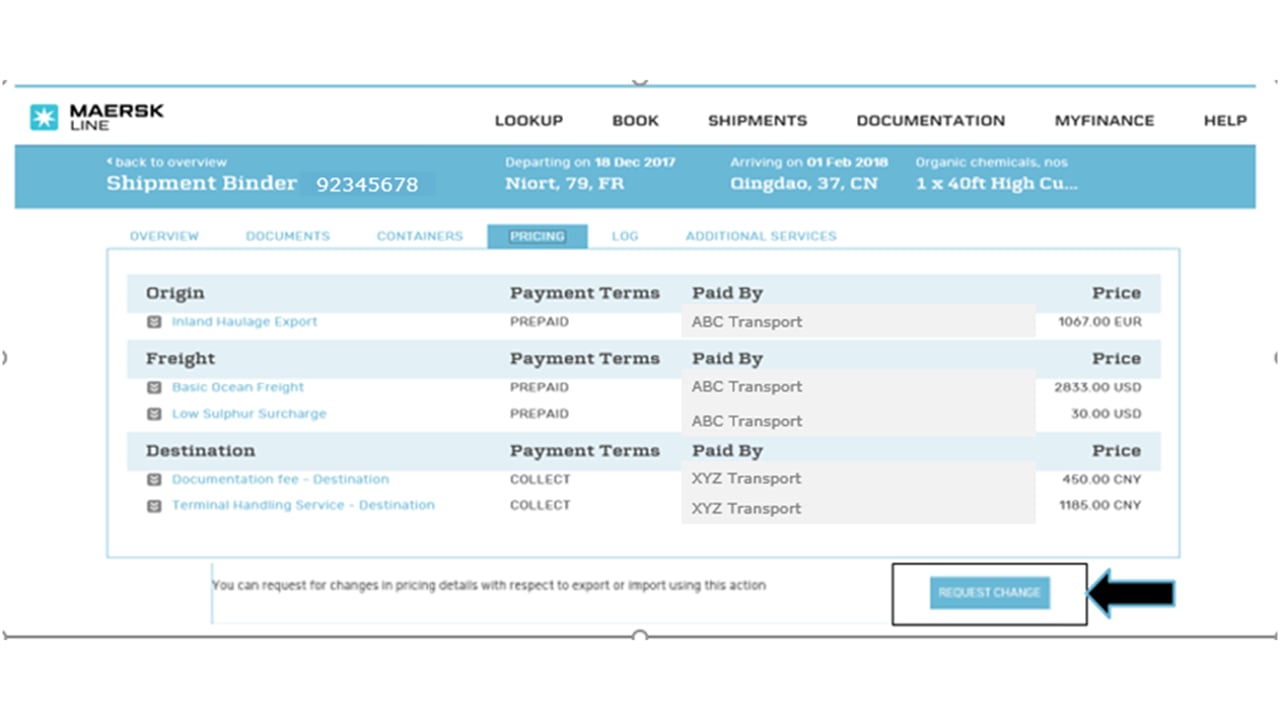 Amending payer and payment terms prior to invoicing