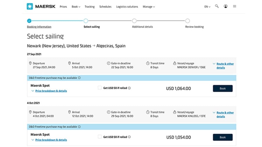 The new Maersk booking application