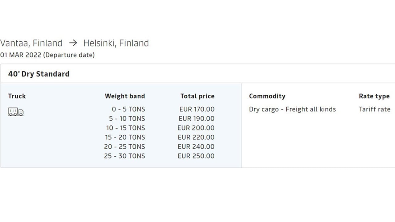 Finland carrier haulages:  Inland pricing changes in Finland