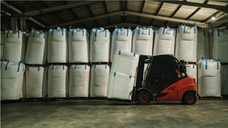 PET resin warehouse in Nigeria.