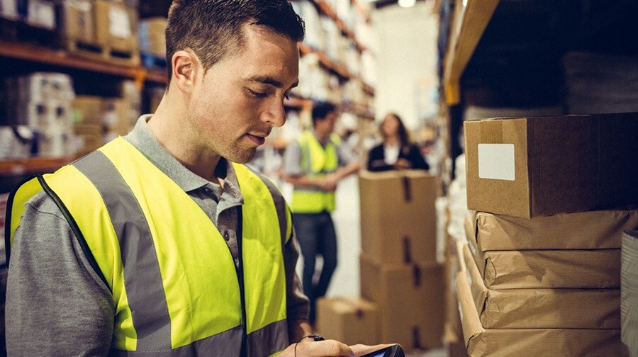 Man in warehouse