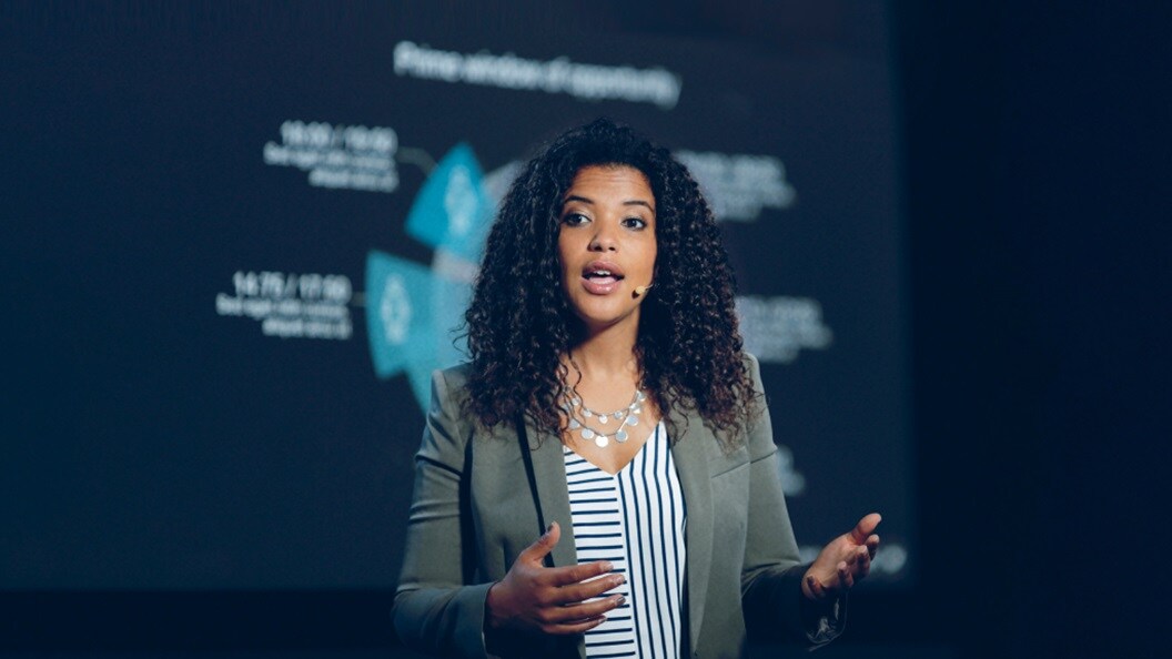 Woman speaking at an event