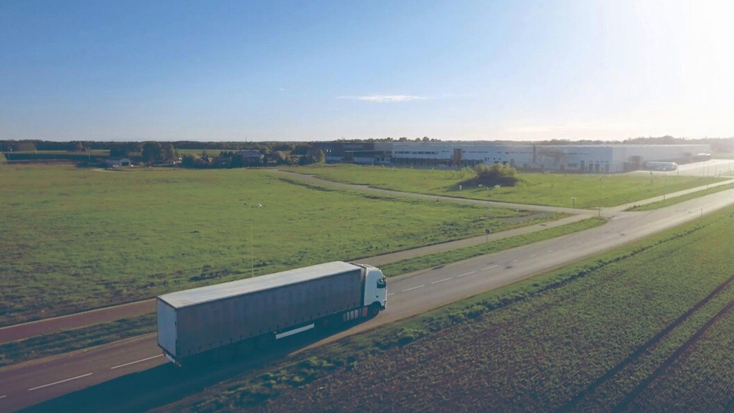 Truck driving along the road