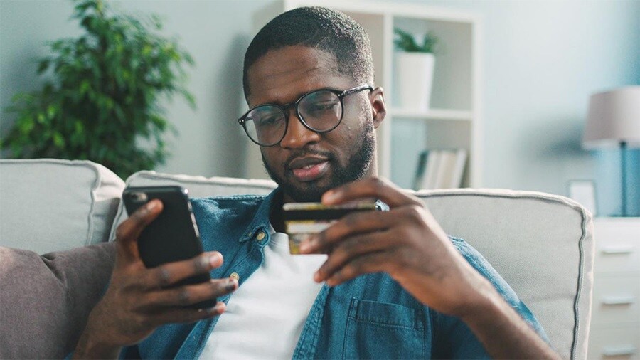 Man and credit card