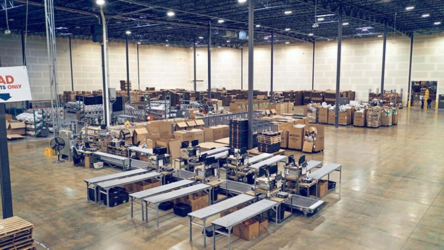 Warehouse with packing goods