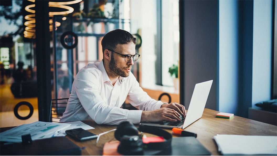 Man working on laptop