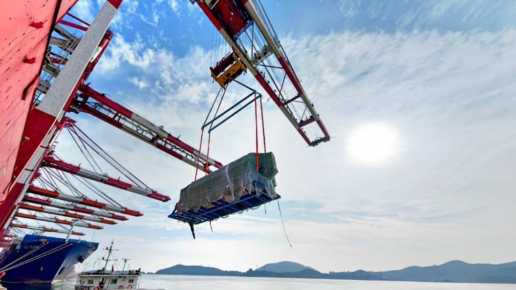 Crane lifted cargo container