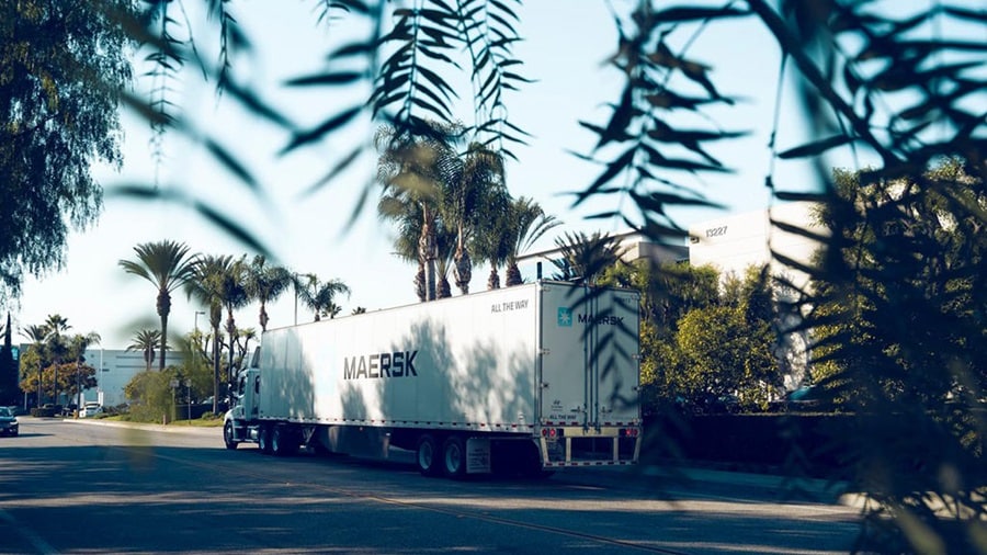 Truck carrying Maersk Container