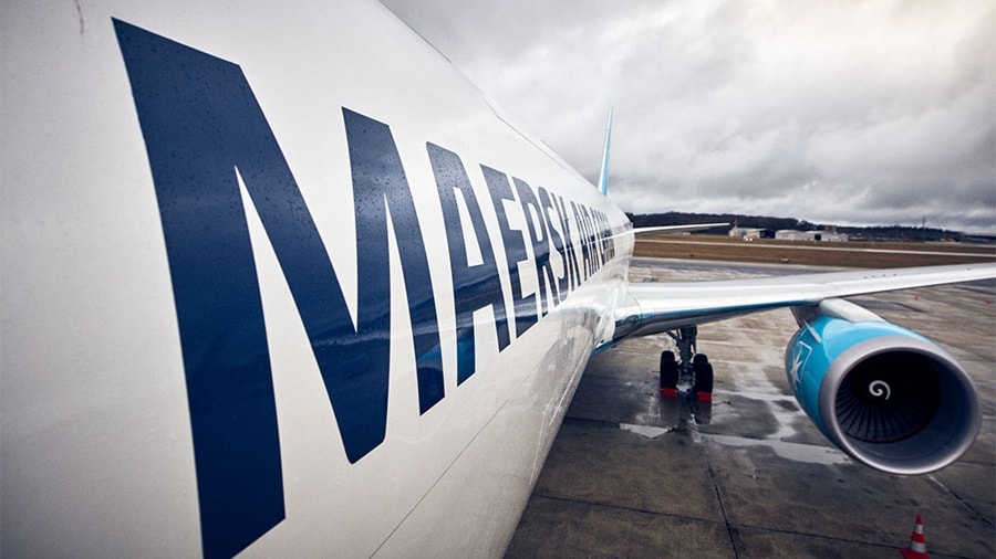 Air freight plane at airport gate