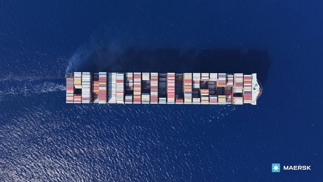 The picture of Maersk ship with containers in the ship