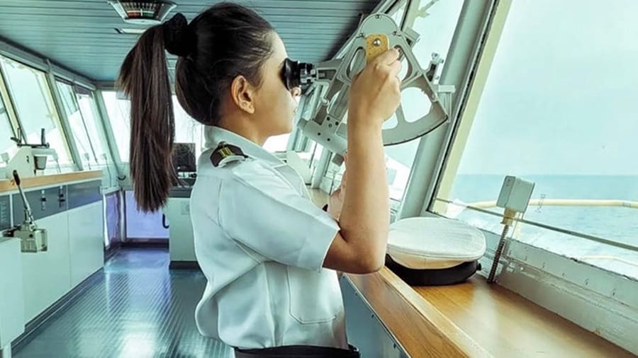 Female officer at sea