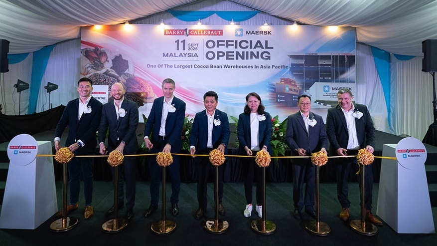 Barry Callebaut and Maersk celebrate the official opening of their Built-To-Suit cocoa bean warehouse in Pasir Gudang, Malaysia, one of the largest cocoa bean warehouses in Asia Pacific