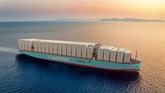 Maersk container vessel at ocean